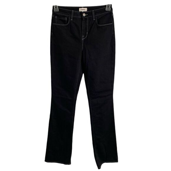 L’AGENCE Womens Denim Jeans 25 Black Gray Contrast Stitch Straight Leg